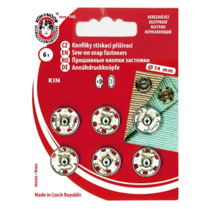 6 Boutons pression à coudre – 14 mm  | Métal Argent